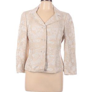 Le Suit Blazer Jacket Cream White Floral Print Sz 8 #517